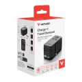 Verbatim 85W universal travel adapter with retractable charging cable